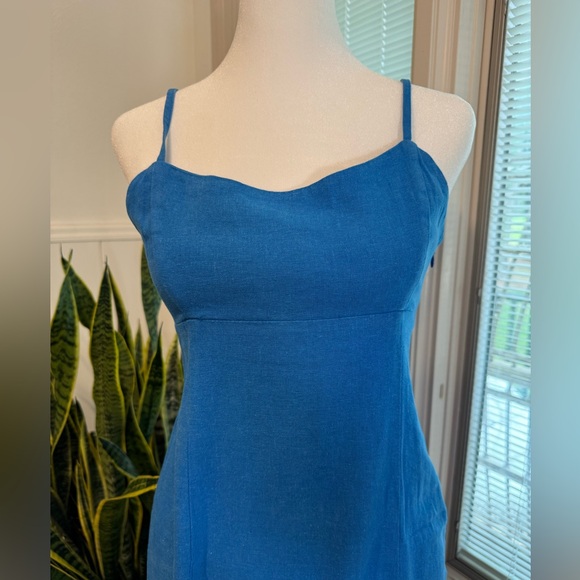 ZARA Blue Linen Blend Dress - Picture 3 of 7